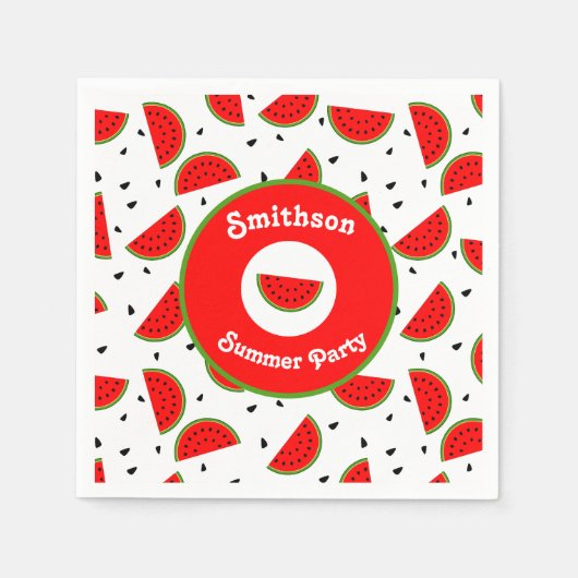 Serviette En Papier Fête d'été des pastèques gaies (Devant)