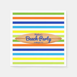 Serviette En Papier Fête d'été moderne Stripes Beach Party