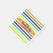 Serviette En Papier Fête d'été moderne Stripes Beach Party (Coin)