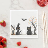 Serviette En Papier Fête d'Halloween aux chats noirs mignons (En situation)