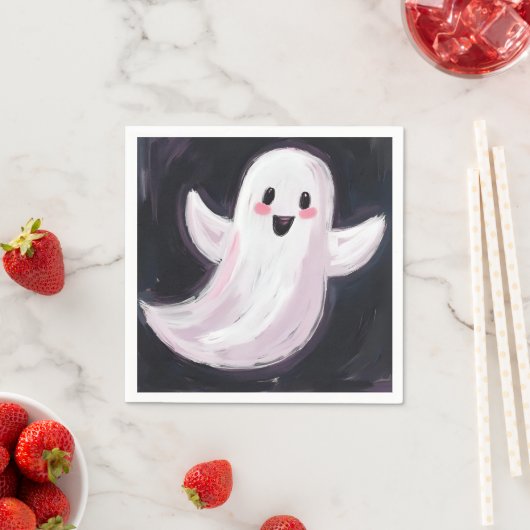 Serviette En Papier Fête d'Halloween blanche (En situation)