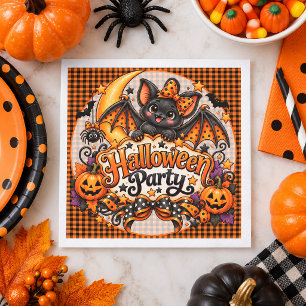 Serviette En Papier Fête d'Halloween Chauve-souris Mignonne et Effraya