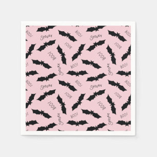 Serviette En Papier Fête d'Halloween Chauves-souris Roses Mignonnes