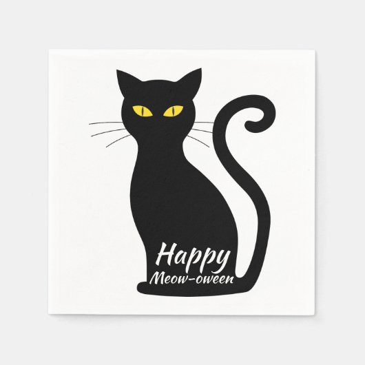 Serviette En Papier Fête d'Halloween de chat noir (Devant)