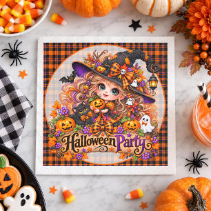Serviette En Papier Fête d'Halloween de sorcière adorable