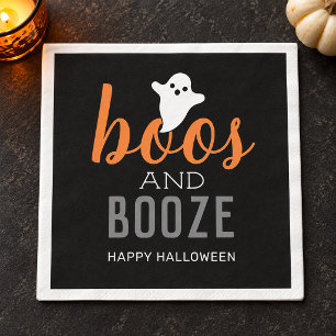 Serviette En Papier Fête d'Halloween en noir et orange Huées et Alcool