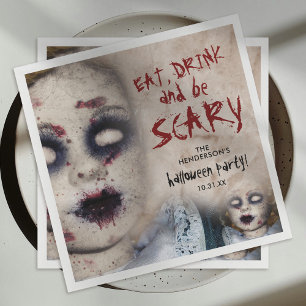Serviette En Papier Fête d'Halloween Poupée Zombie Effrayant Vintage
