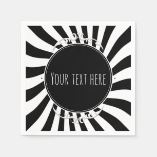 Serviette En Papier Fête d'Halloween rayures fantaisistes noir blanc a