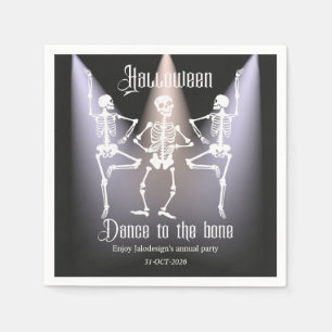 Serviette En Papier Fête d'Halloween squelette noir dansant drôle