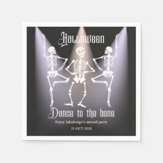 Serviette En Papier Fête d'Halloween squelette noir dansant drôle