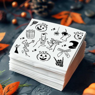 Serviette En Papier Fête d'Halloween tirée à la main