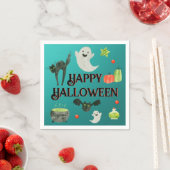 Serviette En Papier Fête d'Halloween Turquoise et vert (En situation)