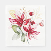 Serviette En Papier Fête d'hiver poinsettia aquarelle fleurs (Devant)