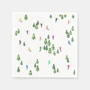 Serviette En Papier Fête d'Illustration de ski alpin Freeride