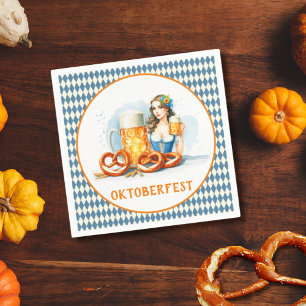 Serviette En Papier Fête d'Oktoberfest avec bière et bretzels ai