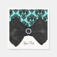 Fête Douce 16 Bling Bow Glam Damassé Noir et Bleu