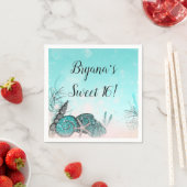 Serviette En Papier Fête douce seize ans sarcelles sous les coquillage (En situation)