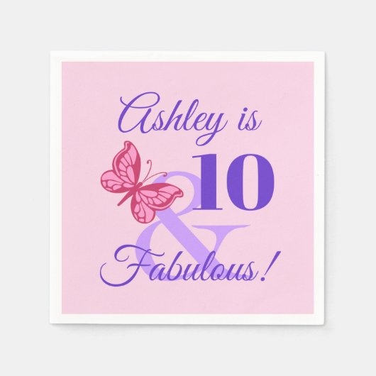 Serviette En Papier Fête du 10e anniversaire pour les filles (Devant)