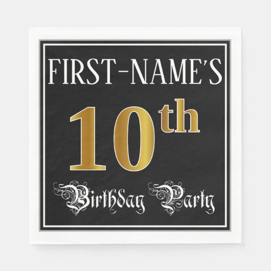 Serviette En Papier Fête du 10e anniversaire — Script fantaisie, Faux (Devant)