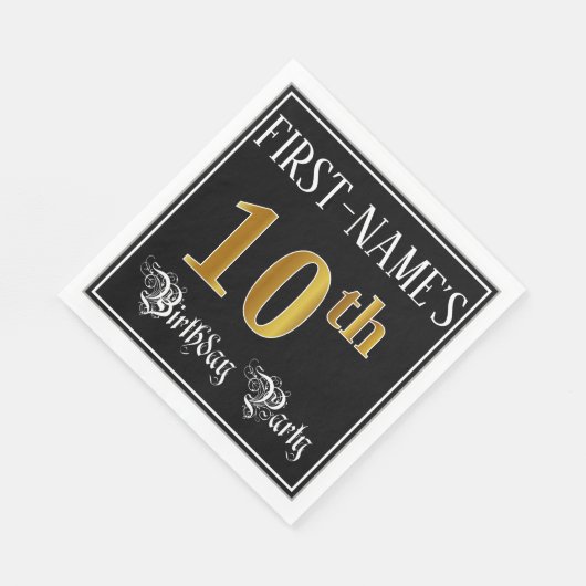 Serviette En Papier Fête du 10e anniversaire — Script fantaisie, Faux (Coin)