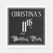 Serviette En Papier Fête du 11e anniversaire — Script fantaisie + Nom  (Devant)