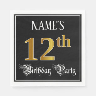 Serviette En Papier Fête du 12e anniversaire — Script fantaisie, Faux
