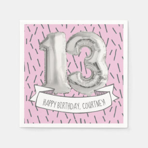 Serviette En Papier Fête du 13e anniversaire des filles du ballon ros