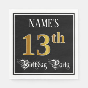 Serviette En Papier Fête du 13e anniversaire — Script fantaisie, Faux 