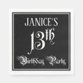 Serviette En Papier Fête du 13e anniversaire — Script fantaisie + Nom (Devant)