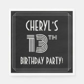 Serviette En Papier Fête du 13ème anniversaire : Style Art Déco + Nom  (Devant)