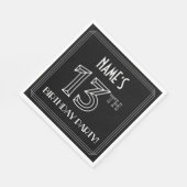 Serviette En Papier Fête du 13ème anniversaire : Style Art Déco + Nom (Coin)