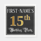 Serviette En Papier Fête du 15e anniversaire — Script fantaisie, Faux (Devant)