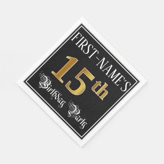 Serviette En Papier Fête du 15e anniversaire — Script fantaisie, Faux (Coin)