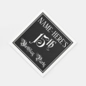 Serviette En Papier Fête du 15e anniversaire — Script fantaisie + Nom  (Coin)