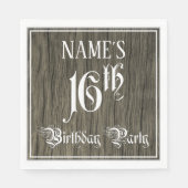 Serviette En Papier Fête du 16e anniversaire — Script fantaisie, Faux (Devant)