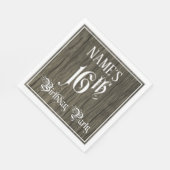 Serviette En Papier Fête du 16e anniversaire — Script fantaisie, Faux (Coin)