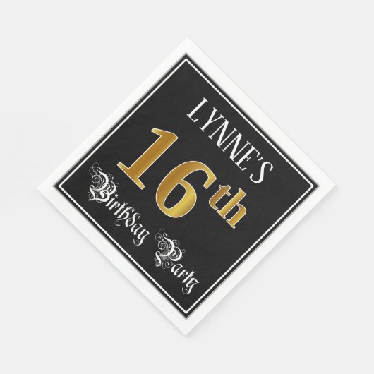 Serviette En Papier Fête du 16e anniversaire — Script fantaisie, Faux (Coin)
