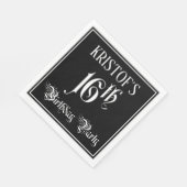 Serviette En Papier Fête du 16e anniversaire — Script fantaisie + Nom  (Coin)