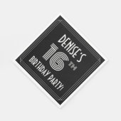 Serviette En Papier Fête du 16e anniversaire : Style Art Déco + Nom pe (Coin)