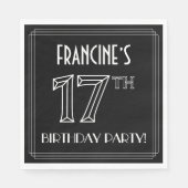 Serviette En Papier Fête du 17ème anniversaire : Style Art Déco + Nom (Devant)