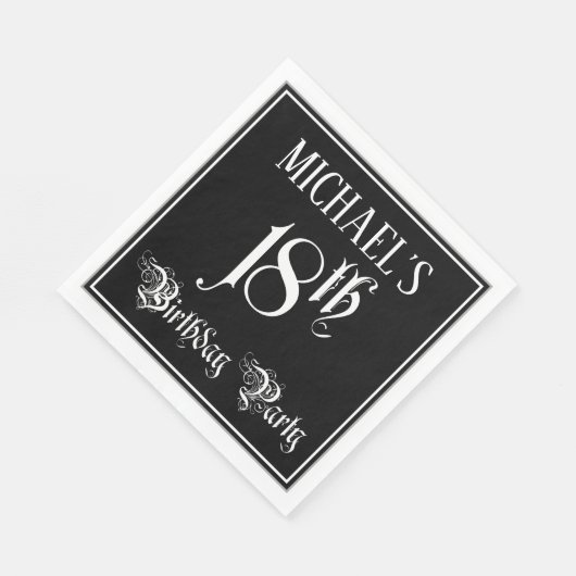 Serviette En Papier Fête du 18e anniversaire — Script fantaisie + Nom (Coin)