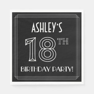 Serviette En Papier Fête du 18ème anniversaire : Style Art Déco + Nom