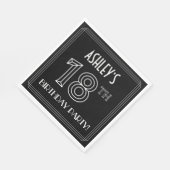 Serviette En Papier Fête du 18ème anniversaire : Style Art Déco + Nom (Coin)