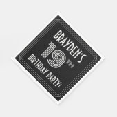 Serviette En Papier Fête du 19e anniversaire : Style Art Déco + Nom pe (Coin)