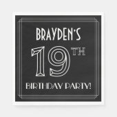 Serviette En Papier Fête du 19e anniversaire : Style Art Déco + Nom pe (Devant)