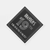 Serviette En Papier Fête du 19e anniversaire : Style Art Déco + Nom pe (Coin)