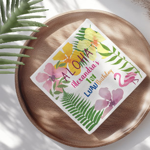 Serviette En Papier Fête du 1er anniversaire de la fille hawaïenne
