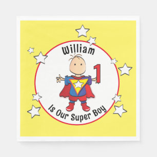 Serviette En Papier Fête du 1er anniversaire de super garçon dessin an