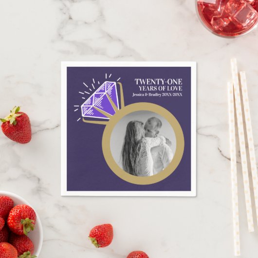 Serviette En Papier fête du 21e anniversaire Iolite bague violet photo (En situation)