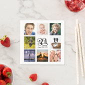 Serviette En Papier fête du 21e anniversaire photo collage gars (En situation)